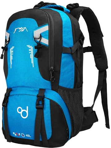 OcioDual Wanderrucksack 40L Blau, Travelite Rucksack, Arbeitsrucksack Herren, Wanderrucksack Herren, Rucksack Wasserdicht, Reiserucksack, Camping, Survival und Outdoor-Sport