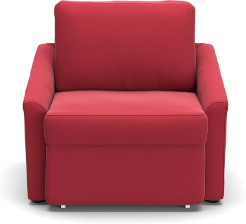 DOMO Collection Relax - Poltrona letto con struttura a molle, funzione letto indicata anche per un uso quotidiano, poltrona letto per gli ospiti, 108 x 96 x 86 cm, rosso