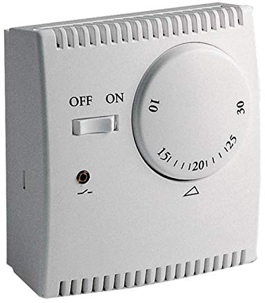 KPS Termostato analógico para calefacción o aire acondicionado con interruptor ON/OFF, Conexión 2 hilos, +5ºC a +30ºC