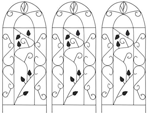 3 pz Griglia per Piante Rampicanti in Metallo I Recinzione Rampicanti 100x40CM I Graticcio per Fiori Stile Rustico I per Piante Rampicanti e Fiori rampicanti I Colore: Nero