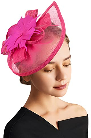 DRESHOW Fascinator Hatt Teparty Hatt Vintage Pillbox Hatt Pannband Cocktail Huvudbonad för Flickor och Kvinnor