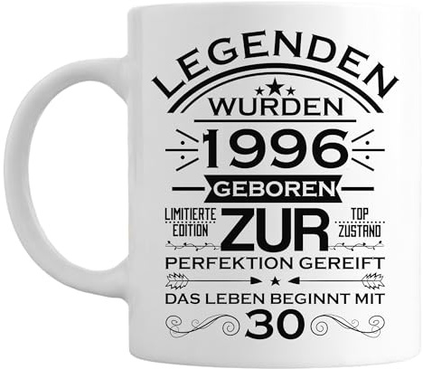 30 Geburtstag Legenden 1996 geboren Keramik 375 Milliliter Mann Frau Scherzartikel Tasse Kaffeebecher Geschenkidee (30 Jahre)
