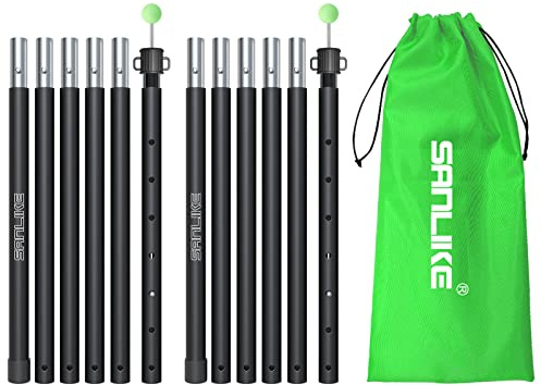 SANLIKE Tent Poles for Camping Adjustable Lightweight Aluminum Telescopic Tarp Pole with 7 Section Connection Canopy Pole for Awning Shelter Backpacking Collapsible from 32in to 94.5in (2 Set)