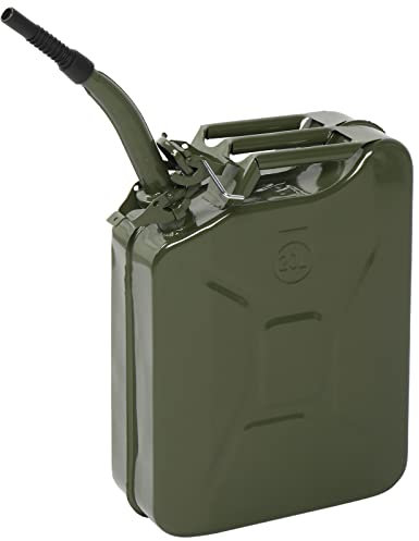 Karlhome 20 Litre 5 Gallon Metal Gas Can Fuel Tank Can Petrol Diesel Storage Can Portable with Spout System, for Automobile Vehicle Off Road Emergency Supply, Green
