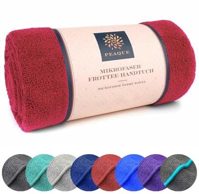 PEAQUE Mikrofaser-Handtuch mit Frottee-Struktur, schnelltrocknend saugstark | Leichtes Sporthandtuch, Saunahandtuch, Reisehandtuch, ideal für Fitness und Yoga