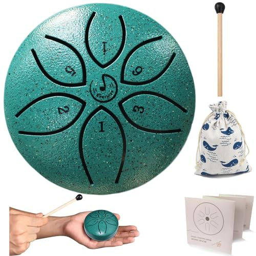 Stahl Schwertrommel 3 Zoll 6 Notizen C-Schlüssel Handpfanne Trommel Percussion Instrument etrische Trommelbeutel Musikbuch Schläger für Musiktraining Yoga Meditation Geist Heilung