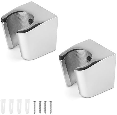 2 Piezas Aleación de Zinc Soporte de Ducha, Plateado Cabezal de Ducha Soporte, Soporte de Ducha para Montaje en Pared con Tornillos, Dimensiones del producto: largo 3.5 x ancho 3.3 x alto 3.1 cm