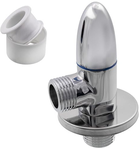 AERZETIX - C74935 - Absperrventil luxus 1/2x1/2 + rosette und PTFE dichtung - aus messing und vernickelter beschichtung - wasserventil anschluss badezimmer küchenspülen