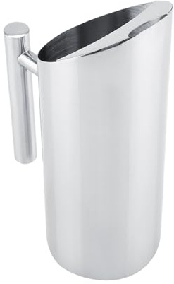 WPKD BLUEIY 2L Wasserkaraffe aus Edelstahl,Wasserkaraffe mit Eisbarriere Wasser Karaffe mit Griff,für Saft Kaltes Wasser Wein Kaffee Tee(35,5x9cm)