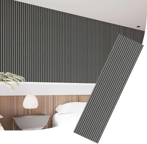 IZODEKOR Akustikpaneele Holz, 3D Akustik Wandpaneel - 4 Stück, 240x60cm - Wandverkleidung aus Holzleisten mit schalldämmender Filzpolsterung, Dekorative Wandpaneele aus Holz, MDF-Paneele | Argento