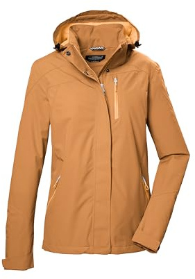 killtec funktionell jacka för kvinnor, vattentät/utomhusjacka med dragkedja huva KOS 28 WMN JCKT, honey orange, 36, 42916-000