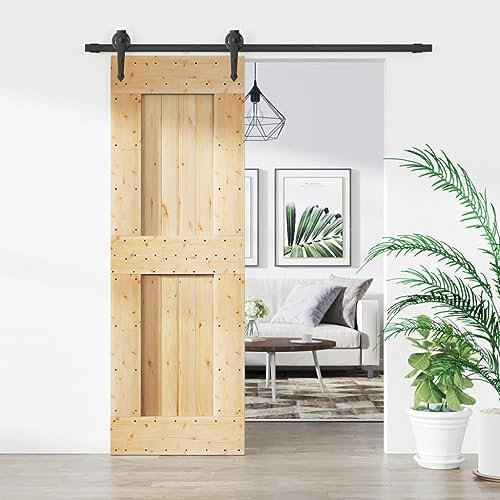 TREISL Porte coulissante intérieure avec ensemble de matériel 70 x 210 cm bois massif pin porte coulissante extérieure moderne porte de chambre bois portes intérieures pour cuisine grange garage noir