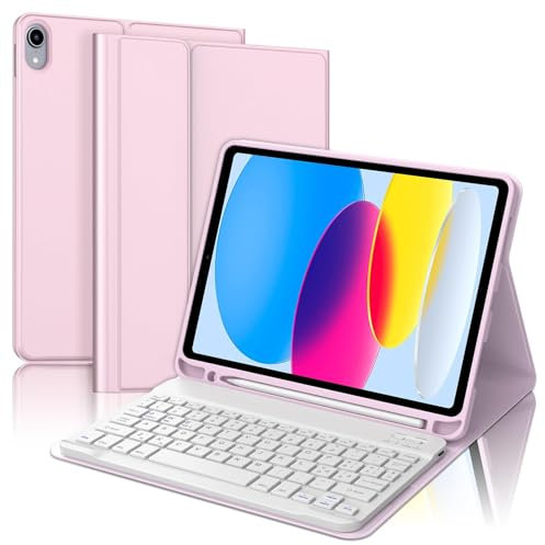 SENGBIRCH Teclado iPad A16 11/10 Generación (2025/2022), Funda Teclado para iPad 10 Gen 10.9/11 Generación 11 Pulgadas, Español Ñ Bluetooth Magnéticamente con Despetar/Dormir Auto Funda, Rosa