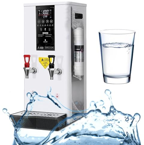 ZEEKYFOR 3000W Hot Water Dispenser Built-in Water Purifier, Step-Heating Water Boilers for Tea Making & Hot Drinks, LCD Touch Screen, Dual Faucet,White-cold hot