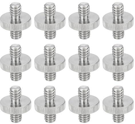 PATIKIL 12 Stück Stativ Adapter 1/4 Männlich bis 1/4 Männlich Schrauben Adapter Kamera Gewindeadapter für Mikrofon Stativ Monopod Kugelkopf Lichtstativ Halterung Silber