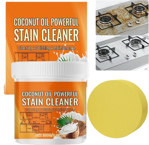 Pâte nettoyante et lustrante multi-usages à l'huile de coco, dégraissante et lustrante multifonctionnelle pour cuisine, four, cuisinière et inox. Nettoie toutes les surfaces pour éliminer les (1PCS)