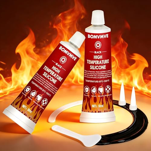 BOMVMVE Hitzebeständiger Kleber, Kleber Hitzebeständig, Backofen Silikon | Hitzebeständiges Silikon, Hochtemperatur Silikon, für Die Hochtemperaturabdichtung Verschiedener Arten von Kaminen, Öfen
