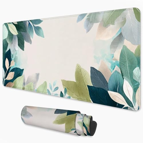 Alfombrilla Ratón Hoja Mouse Pad 1000x500 mm, Grande Alfombrilla Gaming Verde con Superficie Especial Que Mejora la Velocidad y la precisión, Mousepad Impermeable para Gamers, PC y Portátil 3Y-358