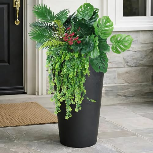 YUGYUM 8 paquetes de plantas artificiales resistentes a los rayos UV, arbustos de flores de vegetación sintética, boj de plástico falso para cocina, oficina, jardín, porche, granja, ventana