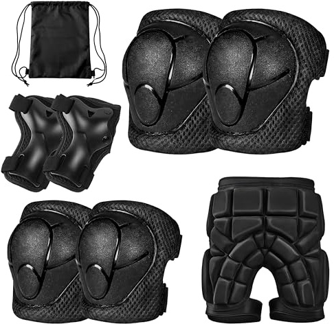 YINGENIVA Knieschoner Kinder Protektoren Set - Schoner Inliner Kinder mit Ellbogenschonern, Handgelenkschützern, Hüftschutz und Beutelrucksack für Skateboard, Roller, Fahrrad und Inline Skates