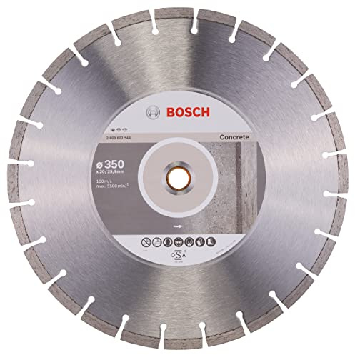 Bosch Professional Diamanttrennscheibe (für Beton, Ø: 350 mm, BohrungØ: 20 mm, Zubehör für Benzinsägen und Tischsägen), 2608602544, 350 x 20,00 und 25,40 x 2,8 x 10 mm