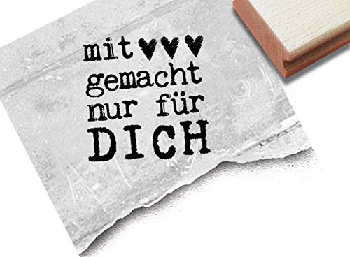 Stempel Textstempel - Mit Liebe gemacht nur für Dich, Herzen - Typostempel Karten Geschenkanhänger Etiketten Schilder Deko Geschenk - zAcheR-fineT