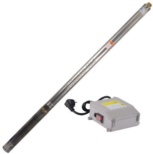 Agora-Tec® 3 Zoll Tiefbrunnenpumpe 1100W 30m Kabel | Klarwasserpumpe Edelstahl | 3200l/h Fördermenge | 144m Förderhöhe | 14,4 bar | Ø 76mm | 1 IG |