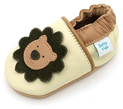 Dotty Fish Barefoot Soft Sole Leather Baby Shoes - Lion 6-12 Months