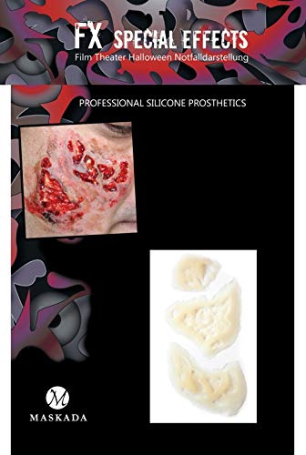 Maskada SFX Make up Verbrennung - Zombie Haut Wunden schminken Halloween Silikon Teil P1-3