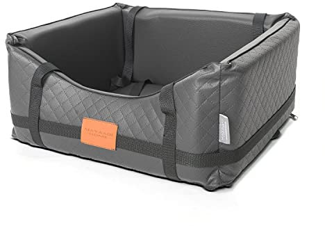 Mayaadi-Home Hundeautositz Kunstleder Hundesitz Hundebett Autokörbchen Hundedecke Hundekorb Transportbox Autositz Gesteppt für Rückbank Vordersitz (L (65x55x25cm), Dunkelgrau)