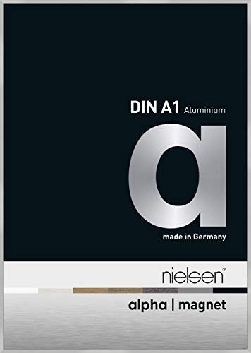 nielsen Bilderrahmen, 59,4 x 84,1 cm (A1), Aluminium, Silber matt, Posterrahmen zum Aufhängen im Hoch- & Querformat, bruchsicheres Kunstglas, Alpha mit Magnet Acryl