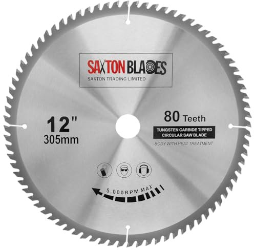 Saxton TCT30580T, lama per sega circolare TCT per legno, 305 mm x 30 mm di foro x 80 denti, per prodotti Bosch, Makita, Dewalt