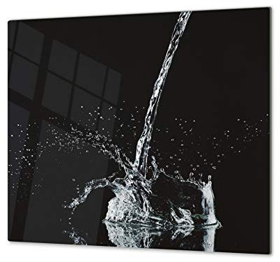 Planche de cuisine en VERRE trempé – Planche à découper en verre – Couvre-plaques de cuisson – UNE PIÈCE (60x52 cm) ou DEUX PIÈCES (30x52 cm chacune);D02 Série Eau: Eau 10