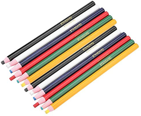 12Pcs Schneiderkreide, 6 Farben, Kreide Nähen, Stoffkreide Fährtenleser für Schneidernähzubehör Radierstift