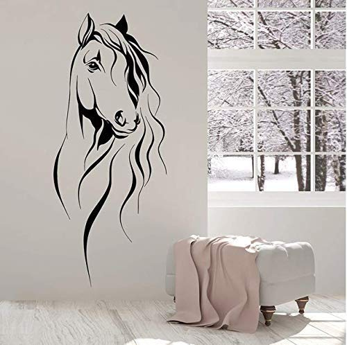Schöne Pferdekopf Wandtattoo Haustier Tier Art Deco Büro Vinyl Wandaufkleber Wohnzimmer Chinesische Dekoration 42X101 Cm