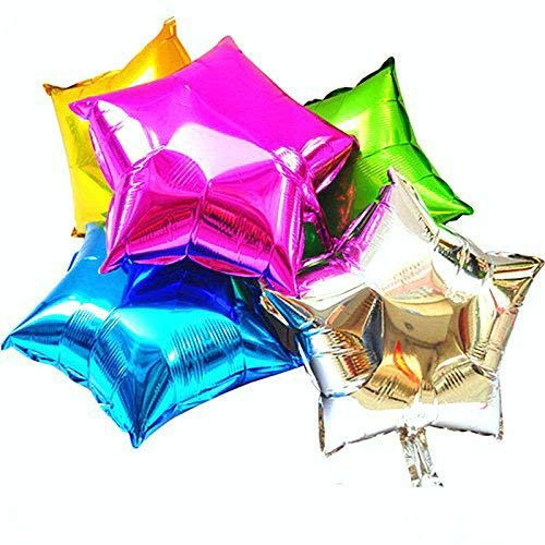 Happium Stern-Folienballons, 5 Stück, Helium, 18 Zoll, Sternballons, Folienballon-Set für Geburtstagsfeier, Abschlussfeier, Babyparty, Hochzeitstag, Partydekorationen (mehrfarbig)
