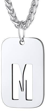 Bandmax Buchstaben Kette Herren Dog Tag Kette Damen Edelstahl Halskette mit Initiale Anhänger Weizenkette 55cm Kette Modeschmuck Accessoire
