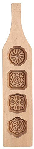 Wooden Mooncake Mold, 4 Flower Shape Handmade Baking Mooncake Bun Mold for DIY Muffin Moon Pies Mooncake Cookies Mung Bean Cake Pastry
