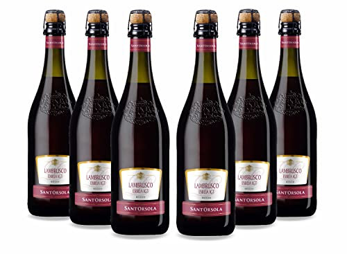 Sant'Orsola Lambrusco Emilia IGT Frizzante Rotwein Schaumwein 6 Flaschen Lambrusco NV trocken (6 x 0.75 l)