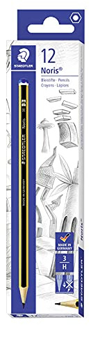 STAEDTLER 120-3 Noris Bleistift 120 Härtegrad H, 12 Stück, Schwarz, einzelpackung