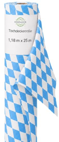 Sensalux Tischdeckenrolle Oktoberfest, Bayerische Raute, 118 cm x 25 m | bayrische Raute, Tischdeckenrolle, Tischläufer, Stehtischhusse und Tischdecke für Wiesn Party Festzelt