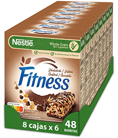 Nestlé Fitness Barritas de Chocolate Negro. Pack de 48 barritas | Barritas con chocolate negro en formato individual. Prácticas para desayunos, pausas entre horas y consumo fuera de casa.