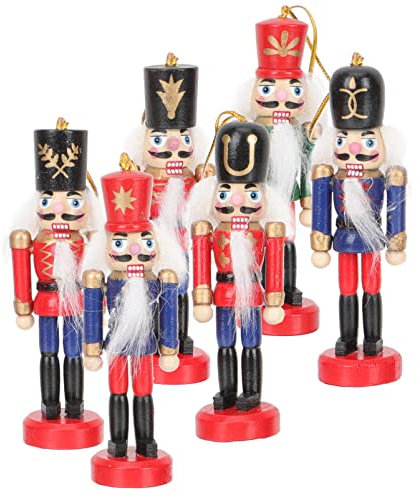 BESPORTBLE 6stücke Holz Weihnachten Nussknacker Ornament Nussknackerfigur Weihnachtsnussknacker Aus Holz Heimdekor Kreativer Nussknacker Nussknackerhandwerk Partybaumanhänger Weihnachtspartyd