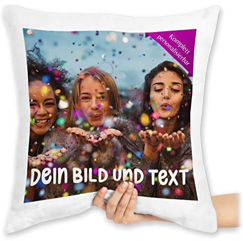 Kissen 40x40 Zierkissen - Foto eigenem - Fotogeschenk I Geschenk Bild personalisiert I Geschenk mit Bild I Custom Photo - 40 x 40 cm - Weiß - fotokissen selbst gestalten personalisiertes Druck