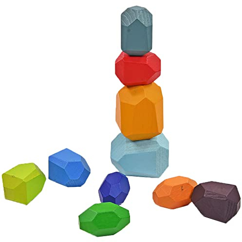 Kögler 13200 - Bunte Stapelsteine aus Holz, in unterschiedlichen Größen und Formen, zum Balancieren und Spielen, geeignet für Kinder ab 3 Jahren | Unterschiedliche Größen, Formen und Farben zum Balancieren und Spielen, geeignet ab 3 Jahren, 13200