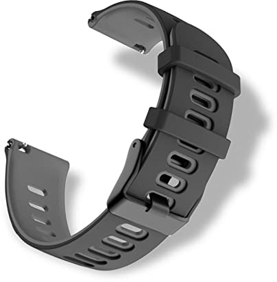 RoYiio Silikonarmband för stötdämpningsbredd 22 mm, bekväm vattentät, sport ersättningsarmband armband för kvinnor män – svart grå