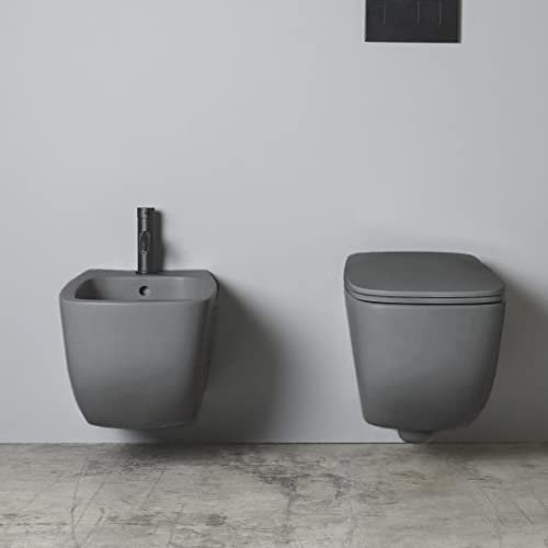 Kiamami Valentina - Set de sanitarios suspendidos en cerámica gris mate