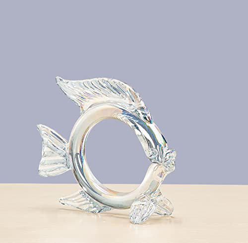 DECRZPB Glasfigur weißer Fisch handgefertigt geblasenes Kristallglas Briefbeschwerer Glasurkunst für Tischdekoration Heimdekoration