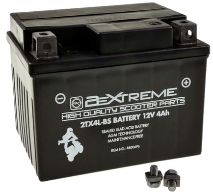 2EXTREME 12V 4Ah 2TX4L-BS Motorrad Batterie, wartungsfrei versiegelt und vorgeladen kompatibel mit 50411, 504011002, YTX4L-BS, YTX5L-BS, GTX5L-BS Roller Quad Moped