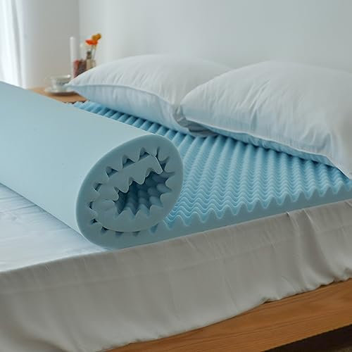 Simple&Opulence 2 Inch Egg Crate Memory Foam Mattress Topper, Convoluted Foam for Promote Airflow and Relieve Pressure Points - Queen Size